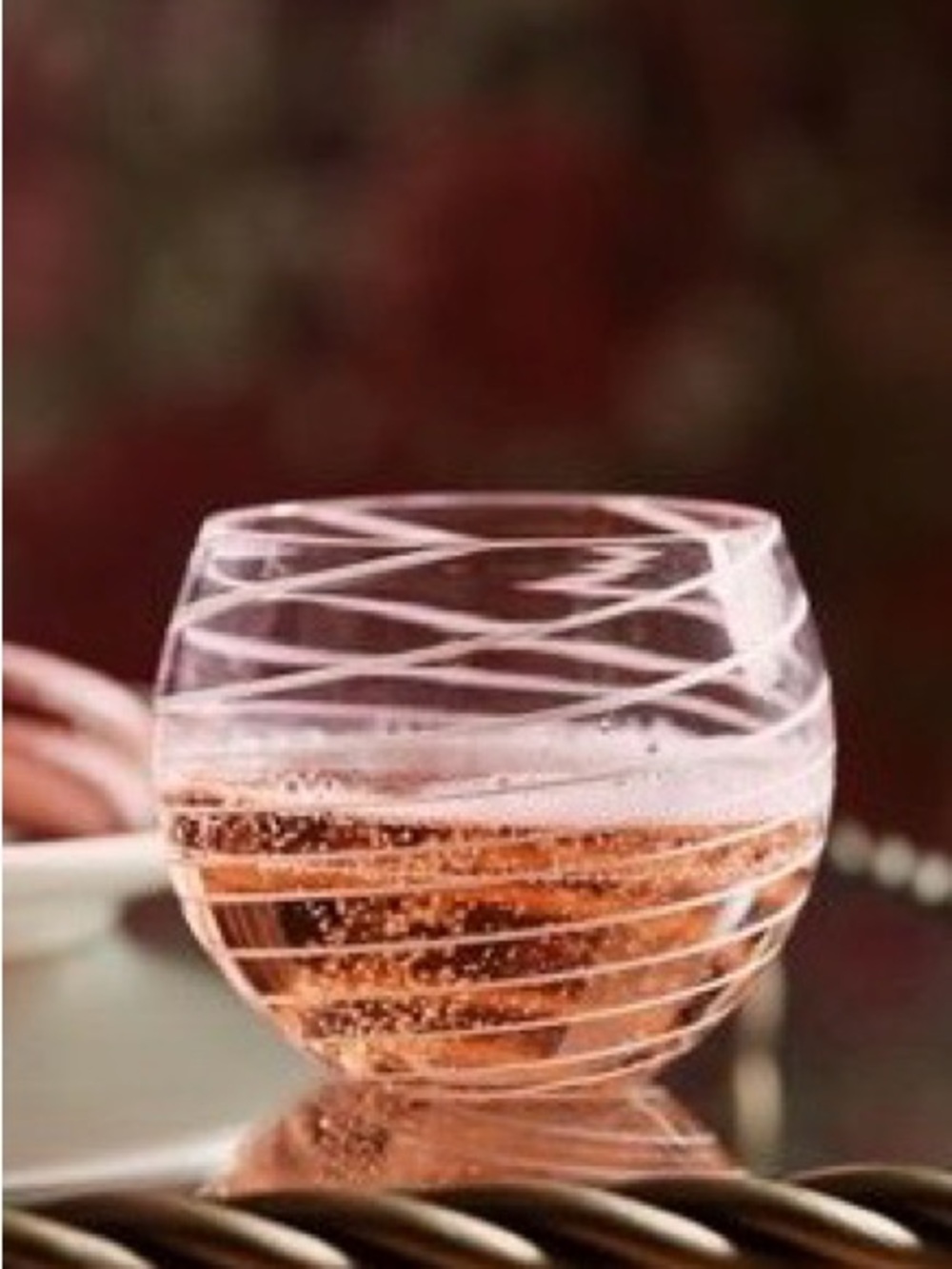 NWT - Anthropologie Crystal Swirl Stemless Wine Glass in Rose